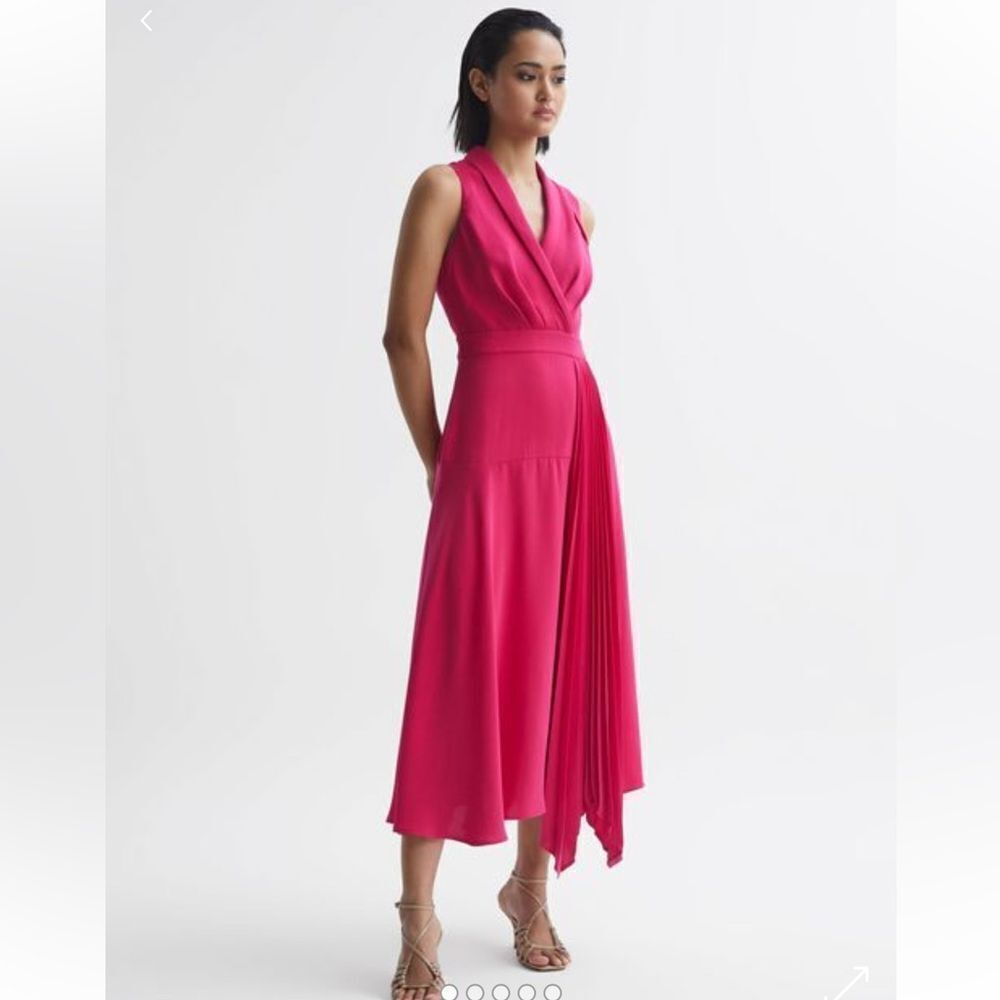 Reiss Claire Pleated Fitted Midi Dress
